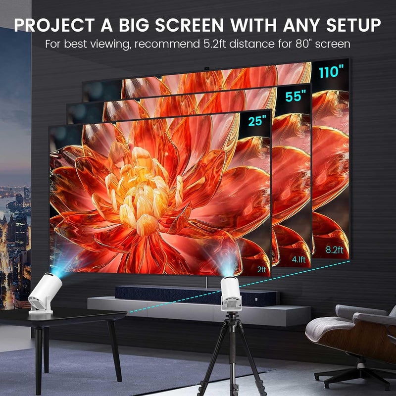 Chicdaze Mini Projector, Portable Projector with WiFi 6 and Bluetooth 5.4, 160 ANSI 4k HD Smart Projector, Compatible with Phone, TV Stick, Laptop, HDMI, USB for Movie Home Outdoor, HY300 PRO+ - Image 5